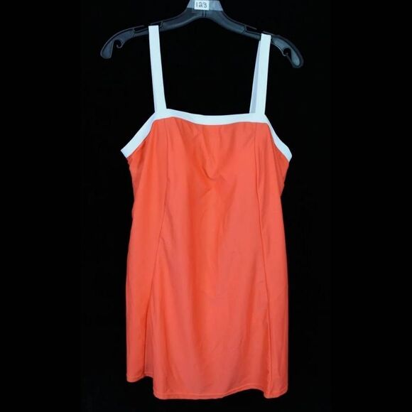 ROAMAN'S ORANGE/WHITE RETRO CLASSIC SWIMSUIT SWIM DRESS WOMENS SIZE 14W - Picture 7 of 8